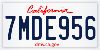 CA license plate 7MDE956