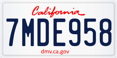 CA license plate 7MDE958