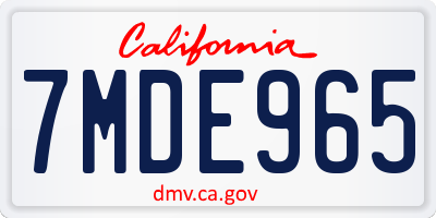 CA license plate 7MDE965