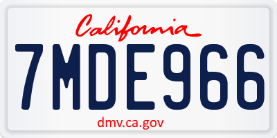 CA license plate 7MDE966