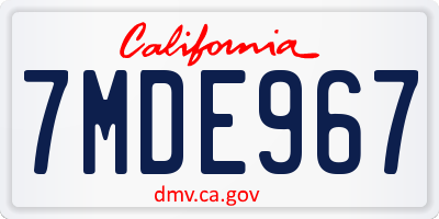 CA license plate 7MDE967