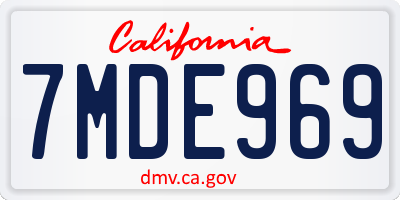 CA license plate 7MDE969
