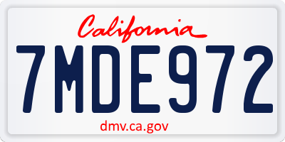 CA license plate 7MDE972