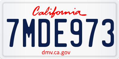 CA license plate 7MDE973