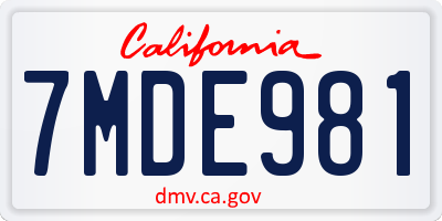 CA license plate 7MDE981