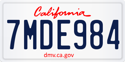 CA license plate 7MDE984