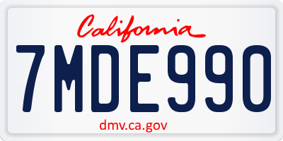 CA license plate 7MDE990