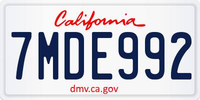 CA license plate 7MDE992