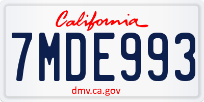 CA license plate 7MDE993