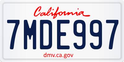 CA license plate 7MDE997