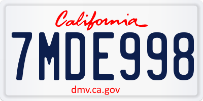 CA license plate 7MDE998