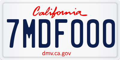 CA license plate 7MDF000