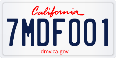 CA license plate 7MDF001