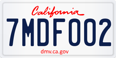 CA license plate 7MDF002