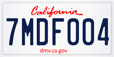 CA license plate 7MDF004
