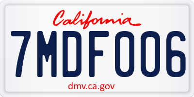 CA license plate 7MDF006