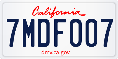 CA license plate 7MDF007