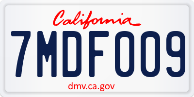 CA license plate 7MDF009