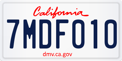 CA license plate 7MDF010