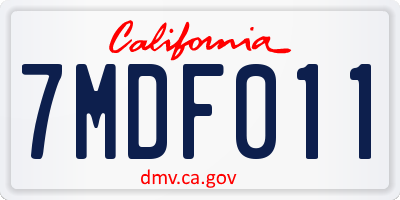 CA license plate 7MDF011
