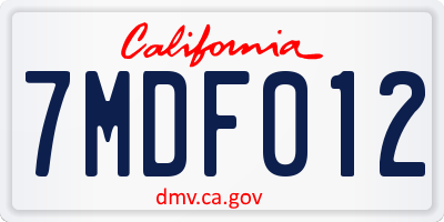 CA license plate 7MDF012