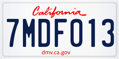 CA license plate 7MDF013