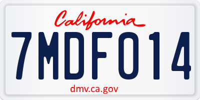 CA license plate 7MDF014