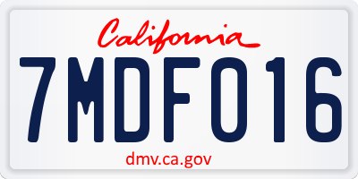 CA license plate 7MDF016