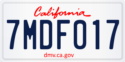 CA license plate 7MDF017