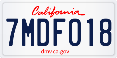 CA license plate 7MDF018