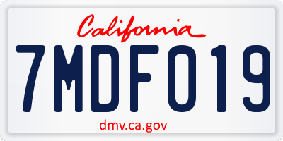 CA license plate 7MDF019