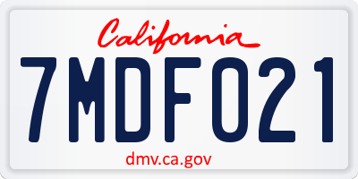 CA license plate 7MDF021