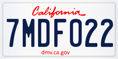 CA license plate 7MDF022