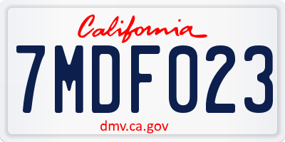 CA license plate 7MDF023