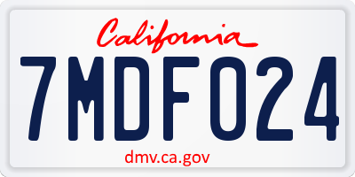 CA license plate 7MDF024