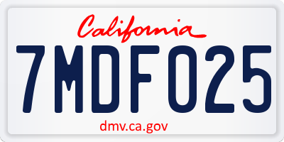 CA license plate 7MDF025