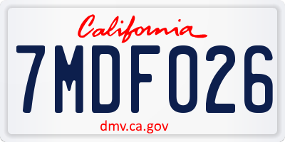 CA license plate 7MDF026