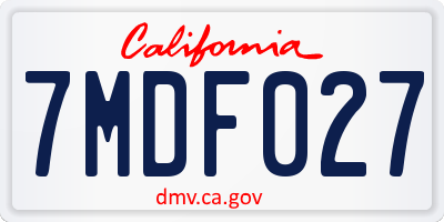 CA license plate 7MDF027