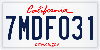 CA license plate 7MDF031
