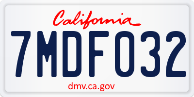 CA license plate 7MDF032