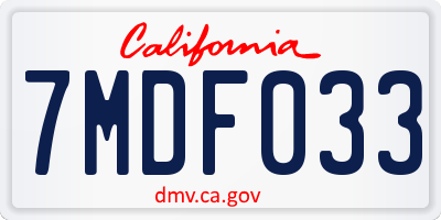CA license plate 7MDF033