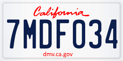 CA license plate 7MDF034