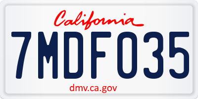 CA license plate 7MDF035