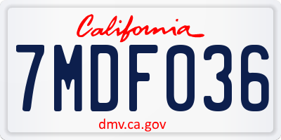 CA license plate 7MDF036