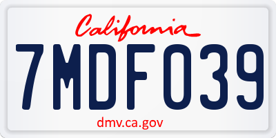 CA license plate 7MDF039