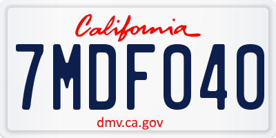CA license plate 7MDF040