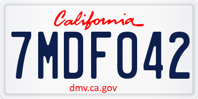 CA license plate 7MDF042
