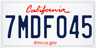 CA license plate 7MDF045