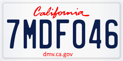 CA license plate 7MDF046