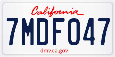 CA license plate 7MDF047